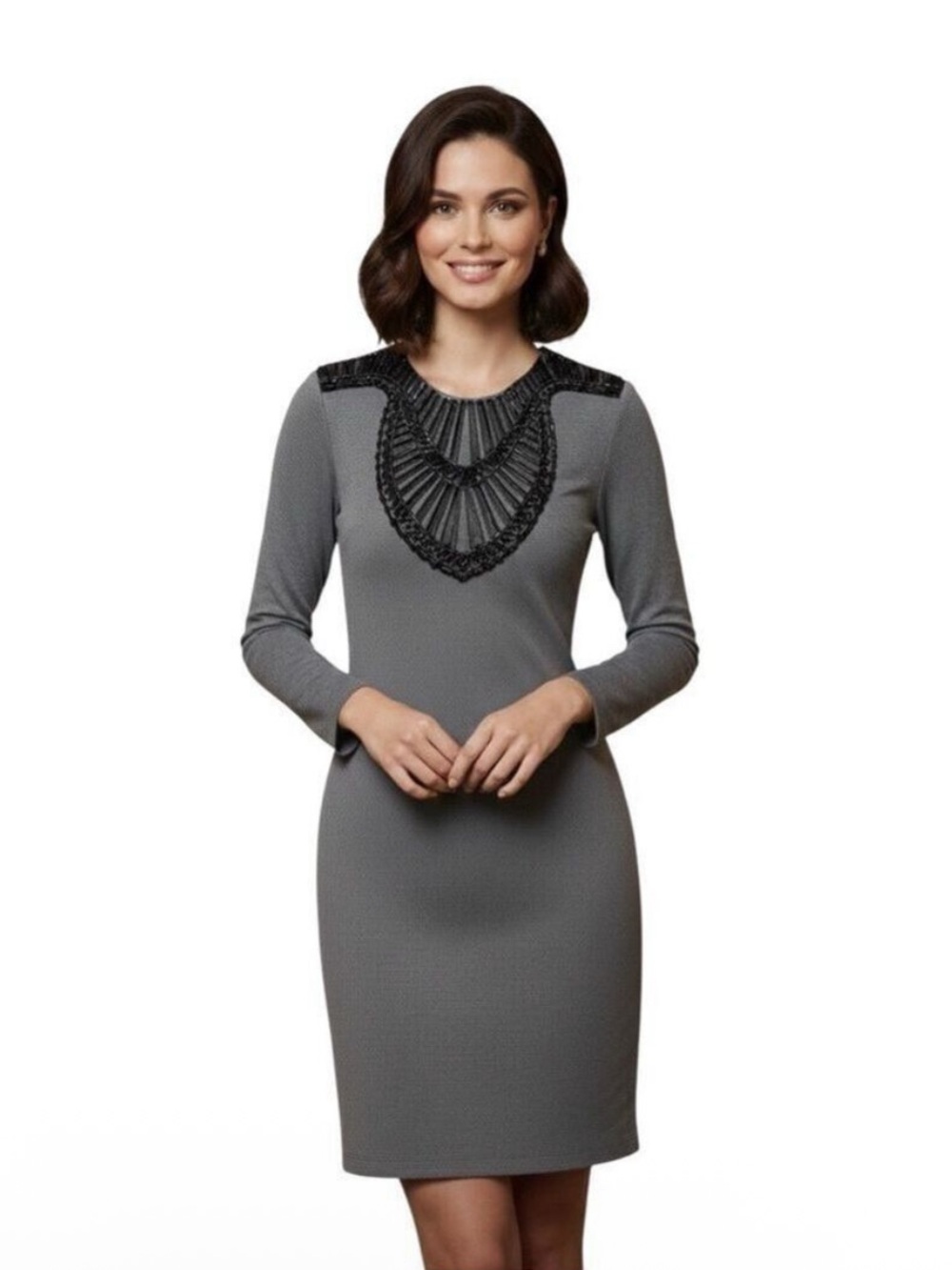 ARMANI EXCHANGE Gray Sequin Embroidery Long Sleeve Bodycon
Dress M Minimalist